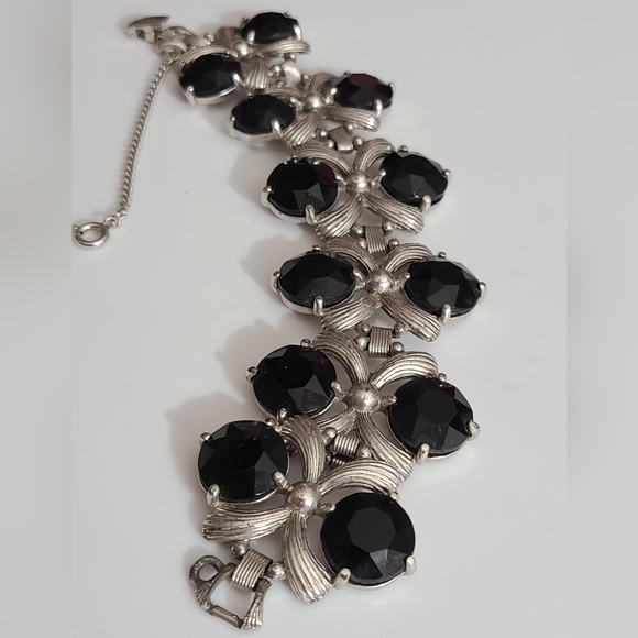 Vintage Elsa Schiaparelli bracelet 50's RARE estate black silver